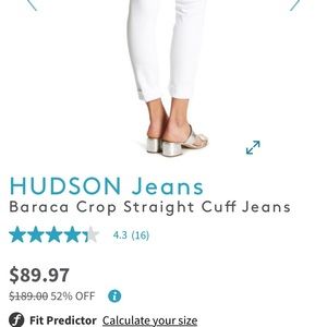Hudson Bacara Crop Straight Cuffed White Jeans